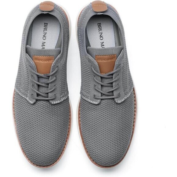 ⚡Bruno Marc Men Dark Grey Knit Flex Mesh Oxfords Lace-Up Lightweight Sneakers - Picture 4 of 7